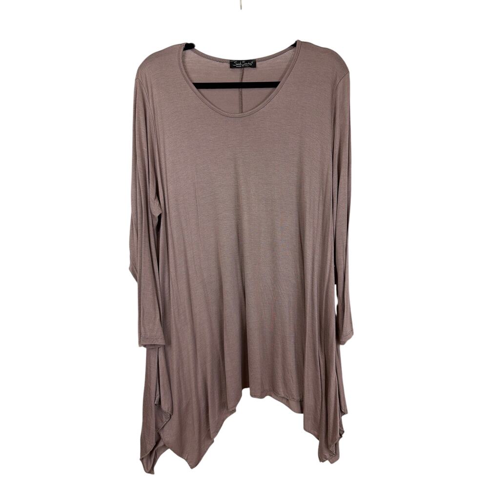 Sarah Santos Brown Long Sleeve Scoop Neck High Low Top Size NA Made in Italy